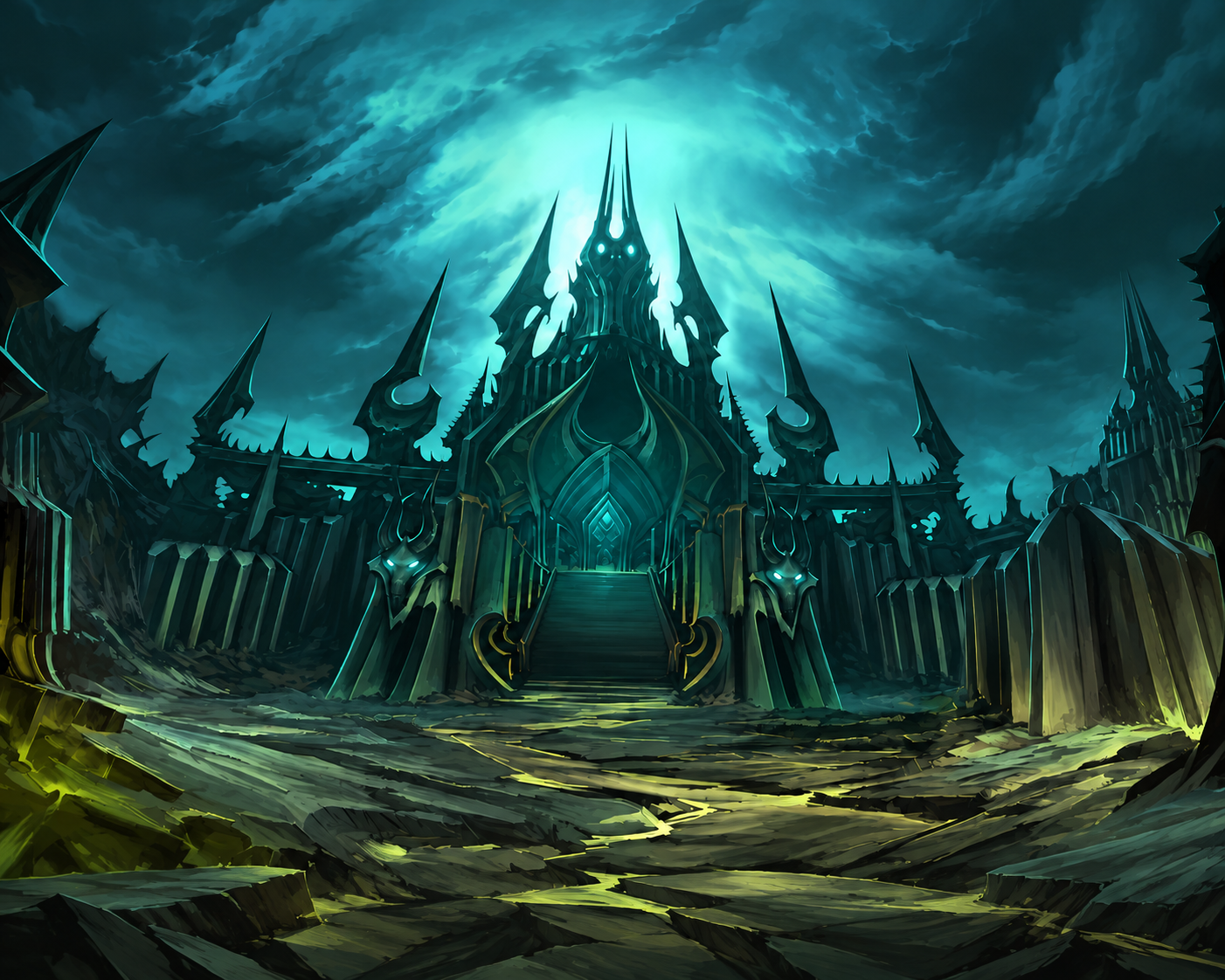 Icecrown Citadel beneath a frozen sky